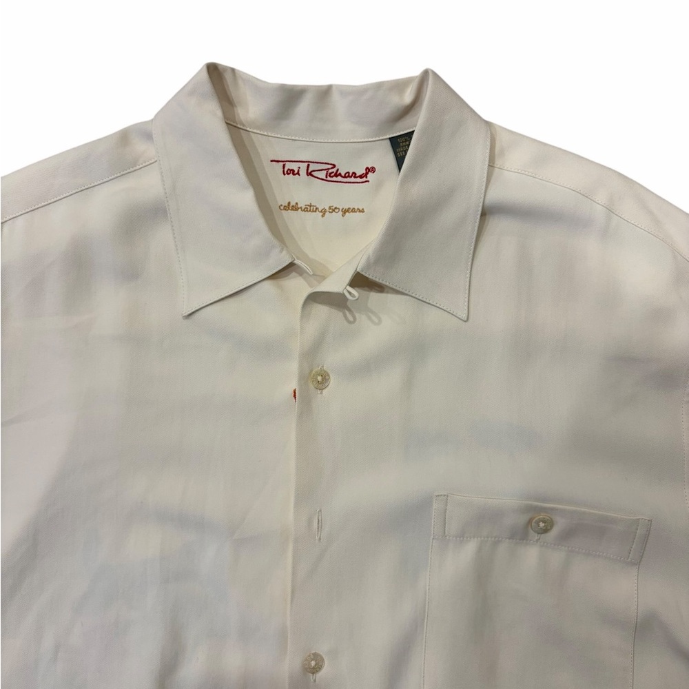 Tori Richard 100% Silk Koi Fish Shirt Cream Size L - Picture 2 of 6